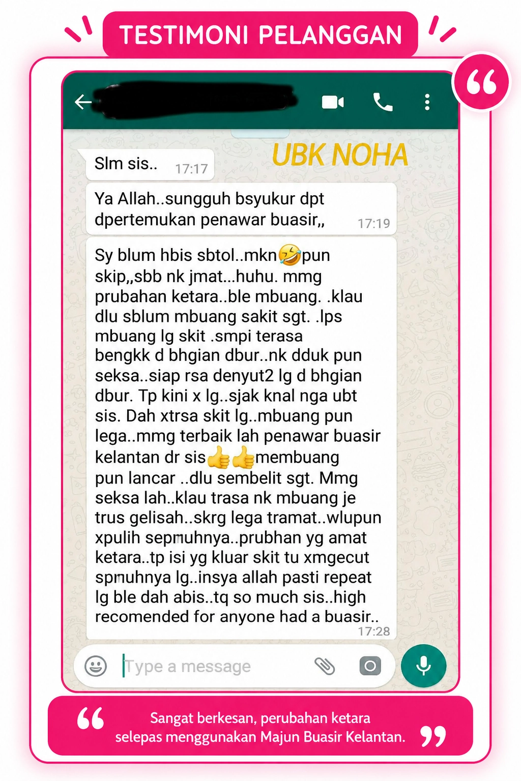 Testimoni Majun Buasir Kelantan 3